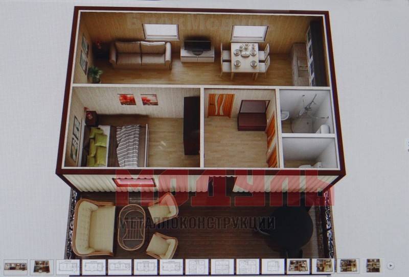 Вариант планировки дачного домика размером 5х6 м