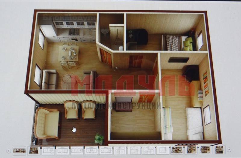 Планировка дачного домика размером 7х6 м с верандой