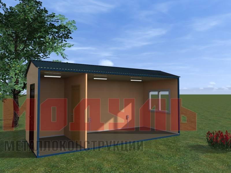 Вагон-бытовка размером 6х2,4х2,7 м с тамбуром