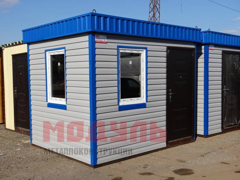 Пост охраны размером 3х2,4х2,7 м, утепленный, с двумя окнами (A2698)