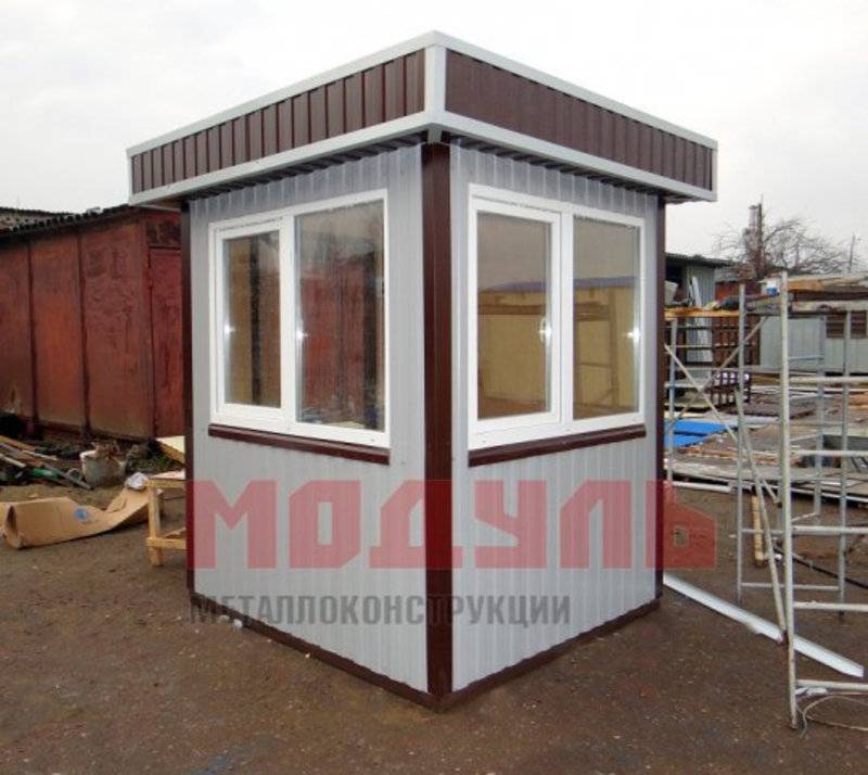 Пост охраны размером 2х2Х2,7 м, утепленный с окнами на три стороны (A2725)