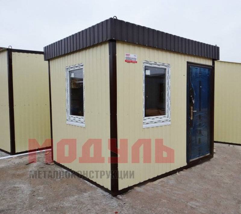 Пост охраны размером 2,4х2,4х2,7м, утепленный с двумя окнами (A2767)