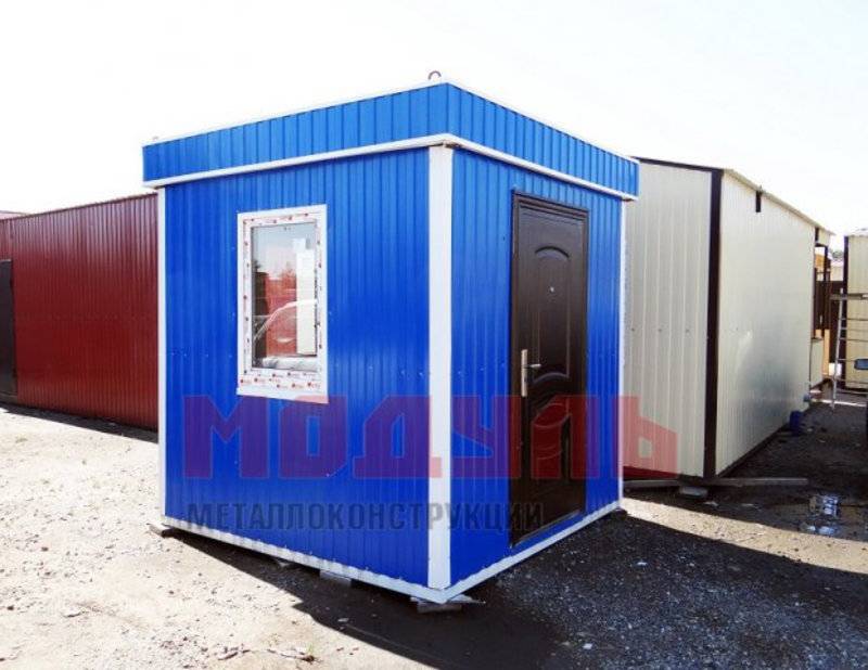 Пост охраны размером 2,4х2,4х2,7м, утепленный, с одним окном (A2774)