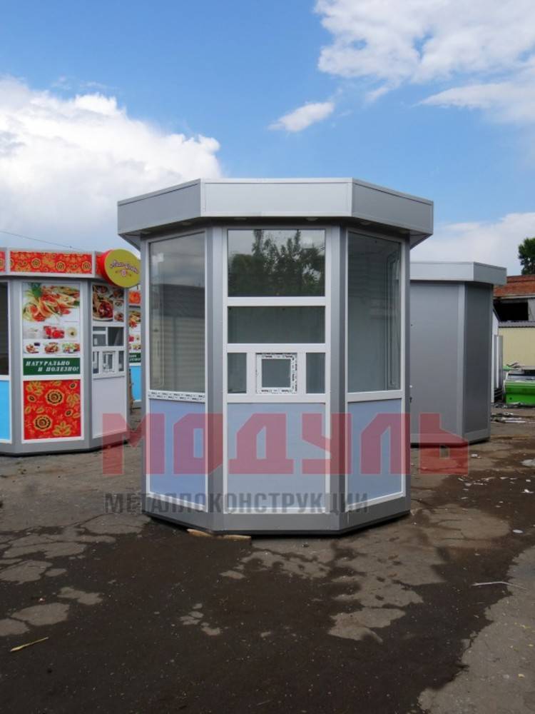 Пост охраны восьмигранной формы размером 2,5х2,5х3м, утепленный (A2799)