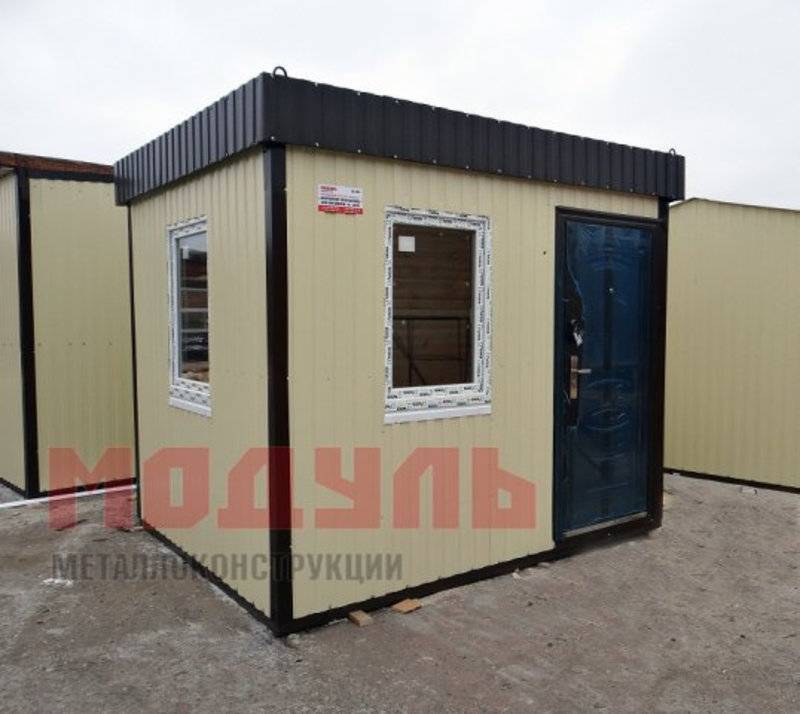 Пост охраны размером 2,4х2,4х2,7м, утепленный с двумя окнами (A2825)