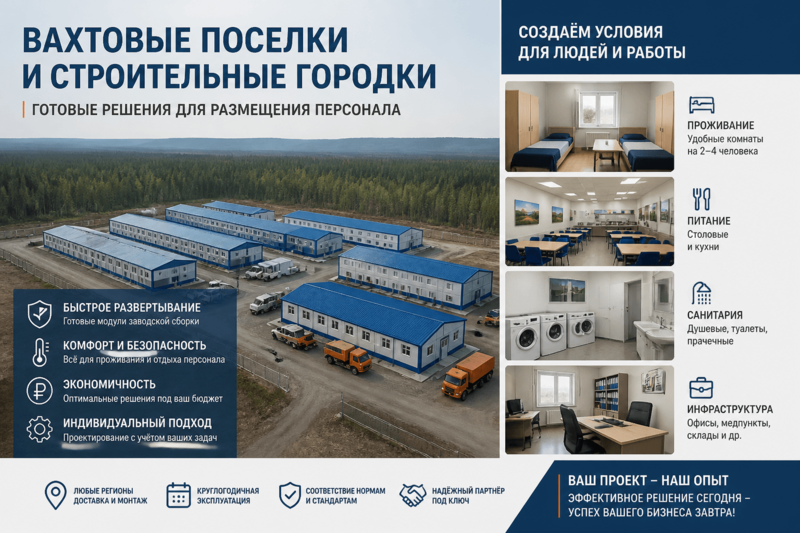Вахтовые поселки и строительные городки: готовые решения для размещения персонала